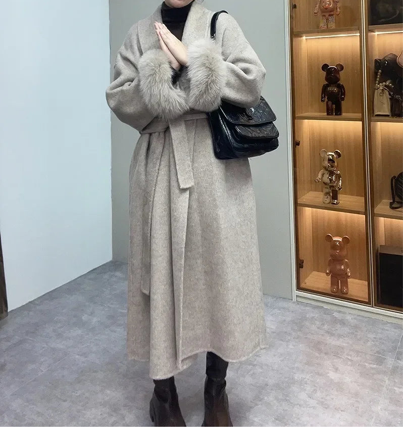 LuxeFox Wool Fur Coat