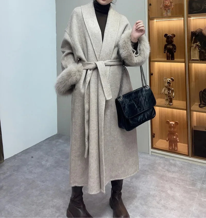 LuxeFox Wool Fur Coat