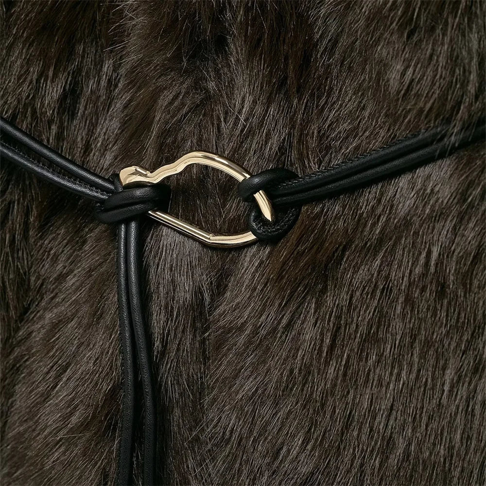 Belted Faux Fur Coat