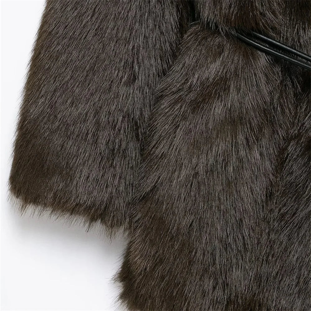 Belted Faux Fur Coat