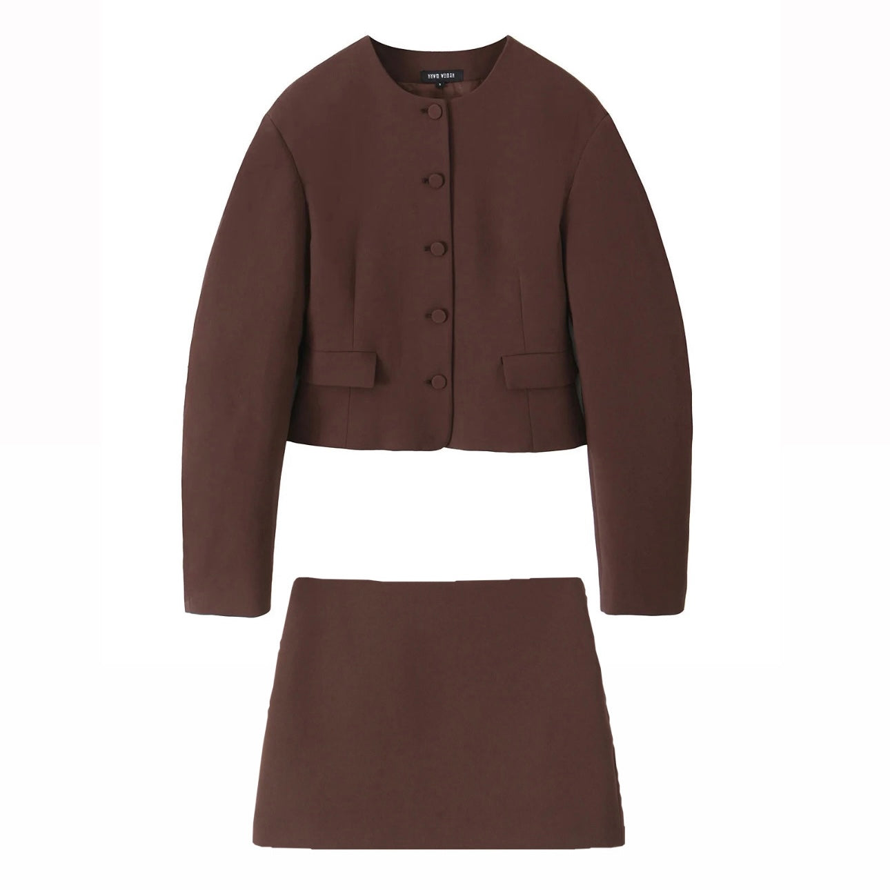 Brown Vintage Cropped Blazer Set