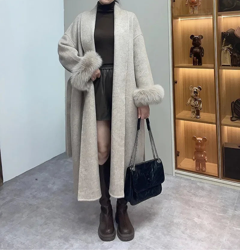 LuxeFox Wool Fur Coat