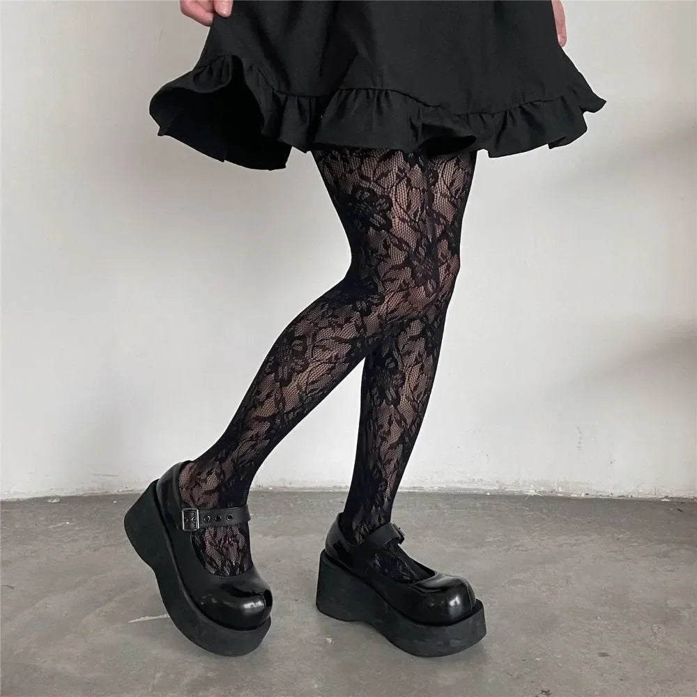 Floral Lace High Waist Tights