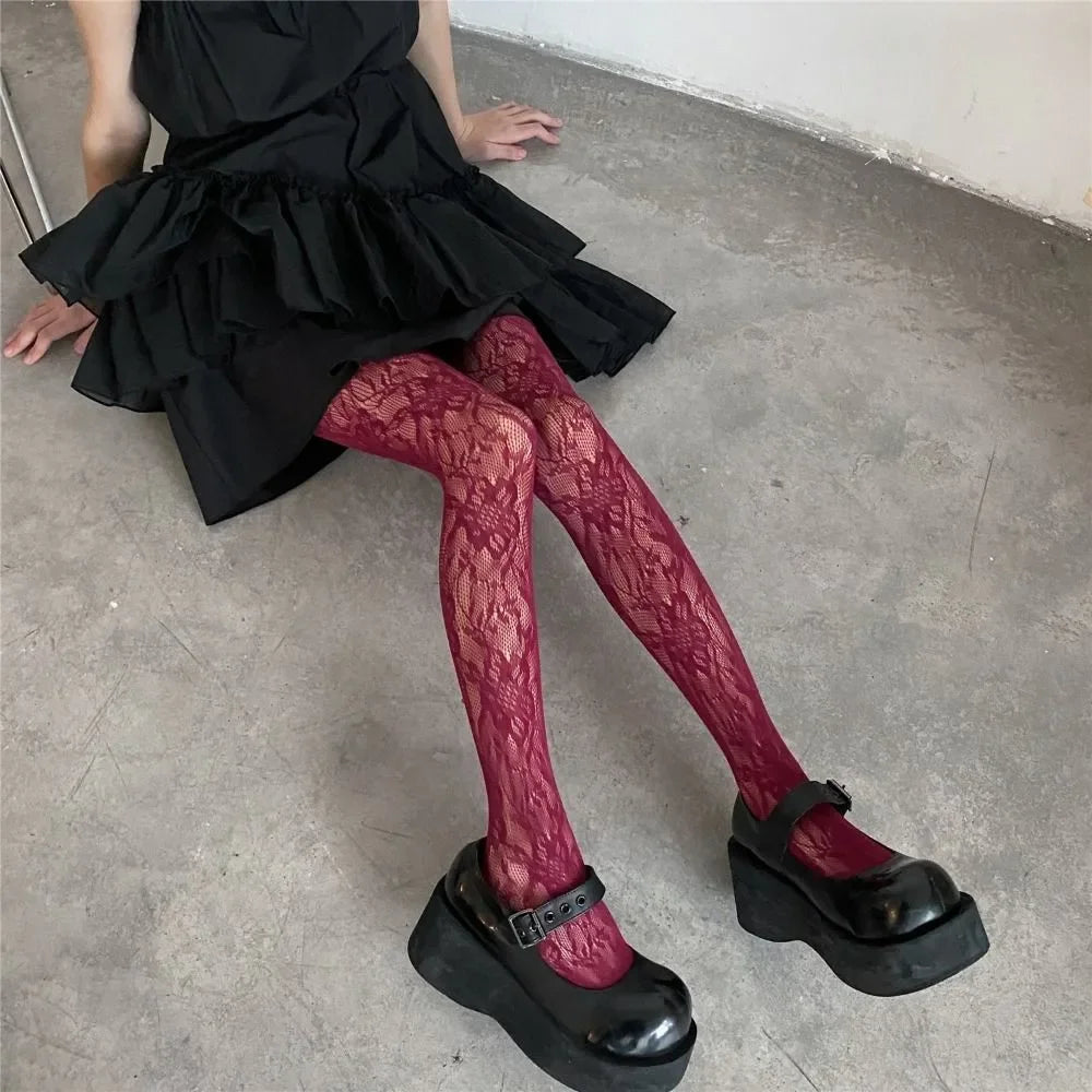 Floral Lace High Waist Tights