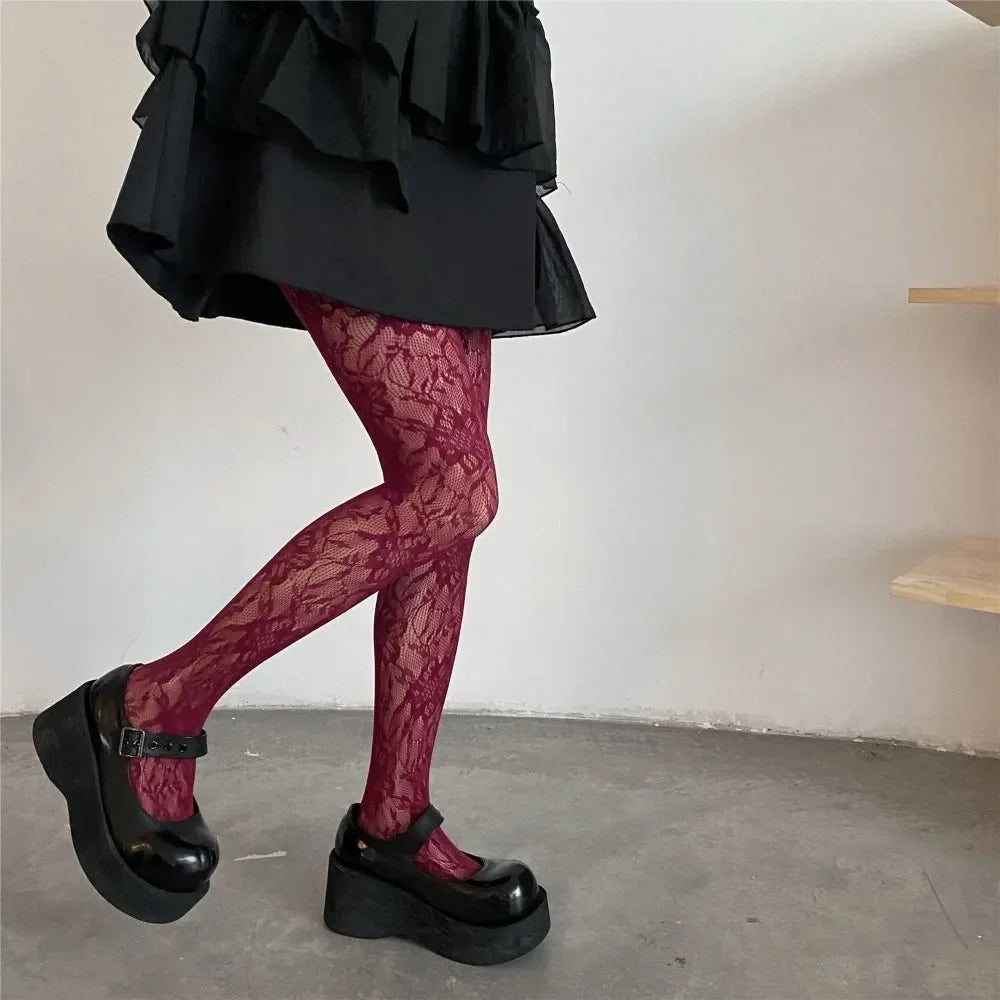 Floral Lace High Waist Tights