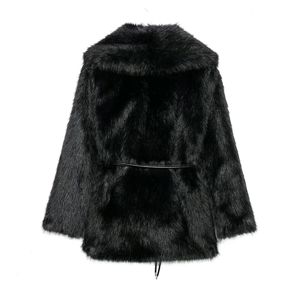 Belted Faux Fur Coat