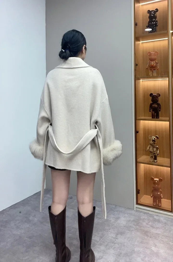 LuxeFox Wool Fur Coat