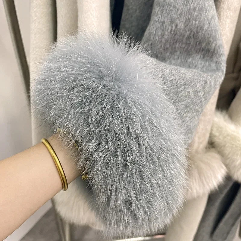 LuxeFox Wool Fur Coat