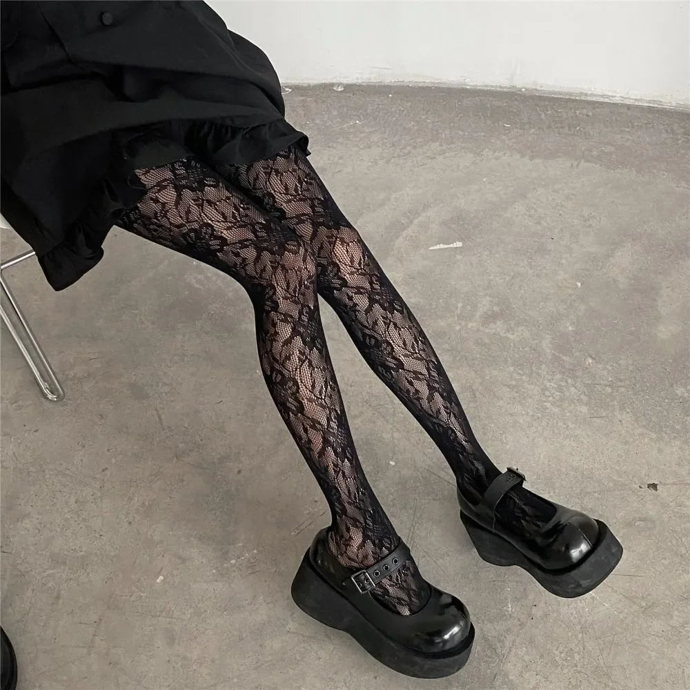 Floral Lace High Waist Tights