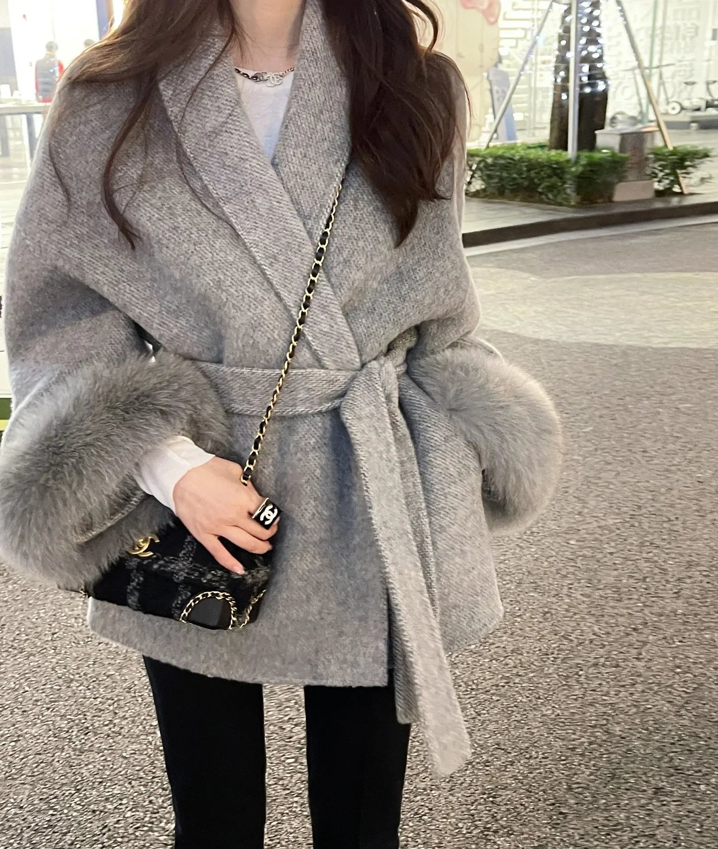 LuxeFox Wool Fur Coat