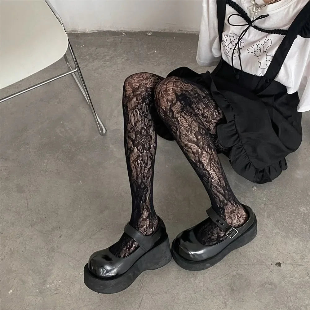 Floral Lace High Waist Tights