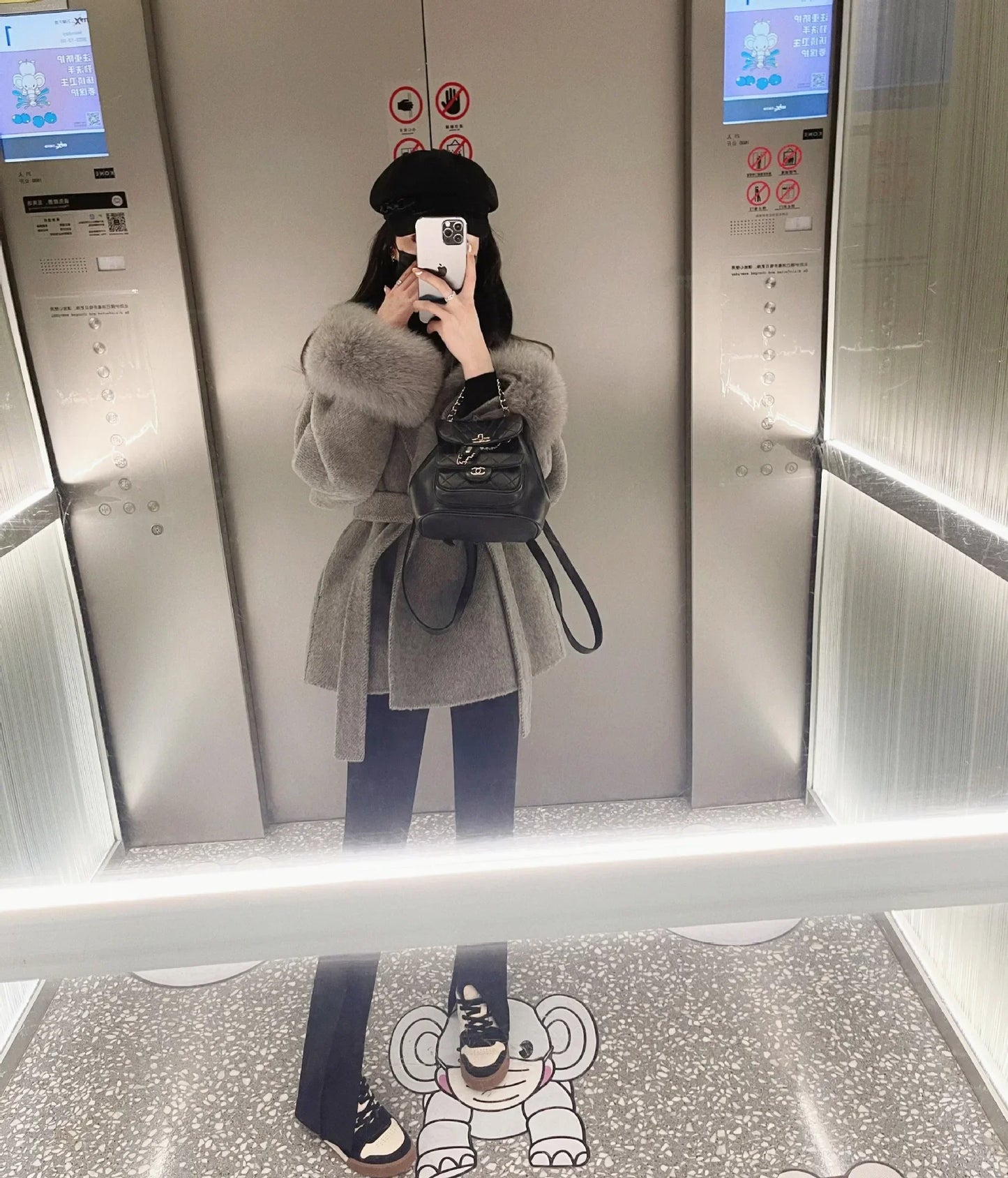 LuxeFox Wool Fur Coat