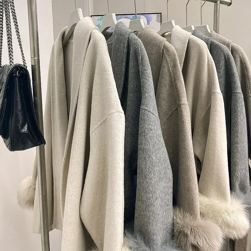 LuxeFox Wool Fur Coat