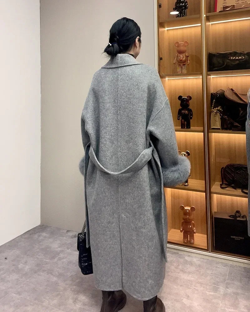 LuxeFox Wool Fur Coat