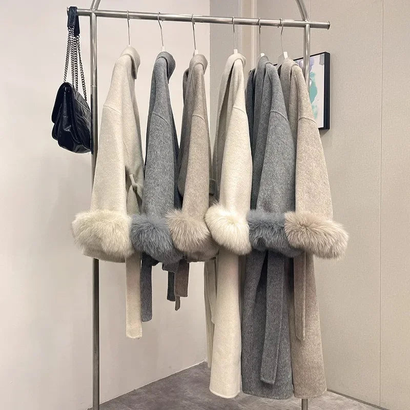 LuxeFox Wool Fur Coat