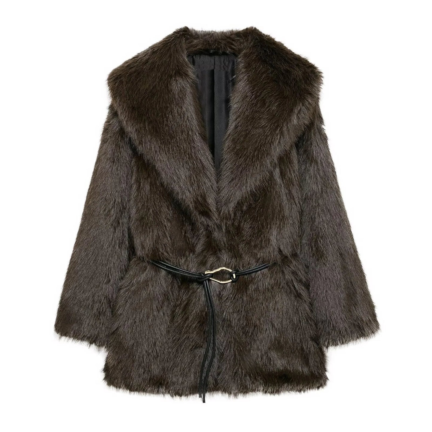 Belted Faux Fur Coat