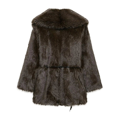Belted Faux Fur Coat