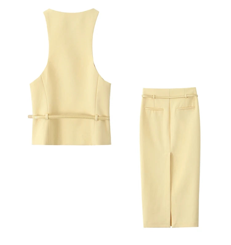 Sunny Belted Tank & Midi Skirt Set