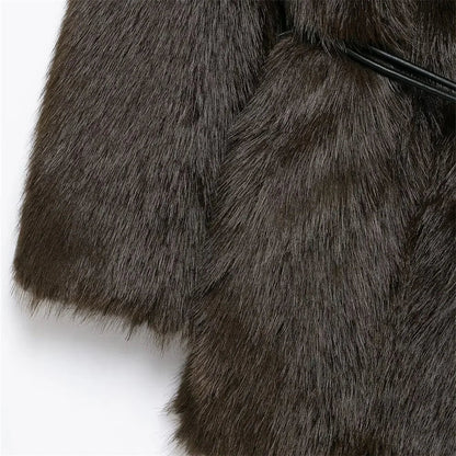 Belted Faux Fur Coat