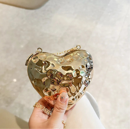 Metallic Heart Lip Clutch
