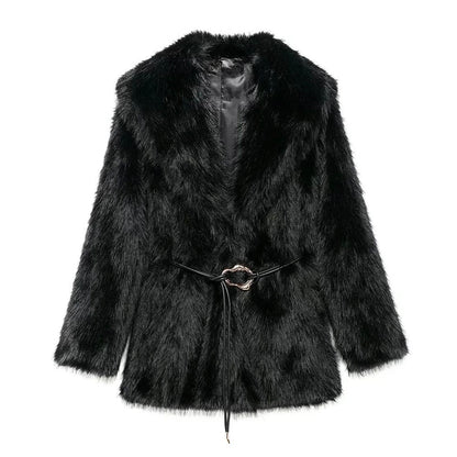 Belted Faux Fur Coat