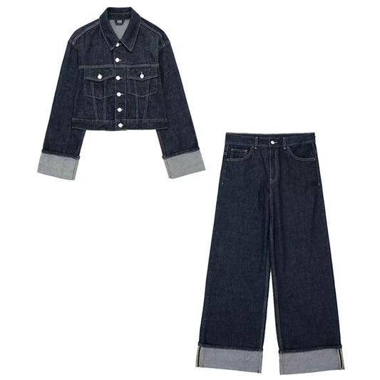 Vintage Denim Two-Piece Set