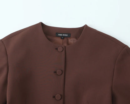 Brown Vintage Cropped Blazer Set