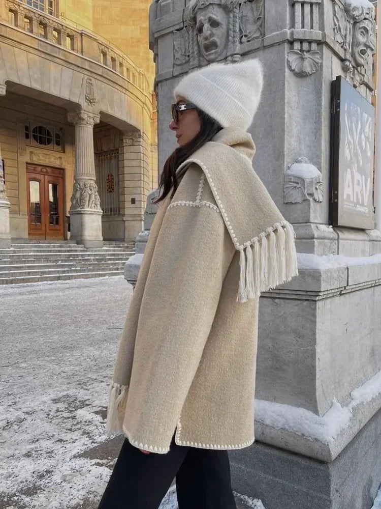 Loose Coat With Scarf