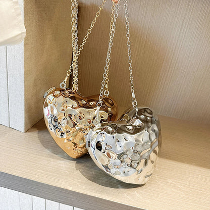 Metallic Heart Lip Clutch