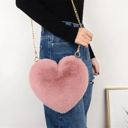 Bella Fluffy Heart Shoulder Bag