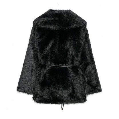 Belted Faux Fur Coat
