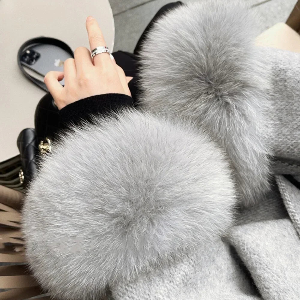 LuxeFox Wool Fur Coat