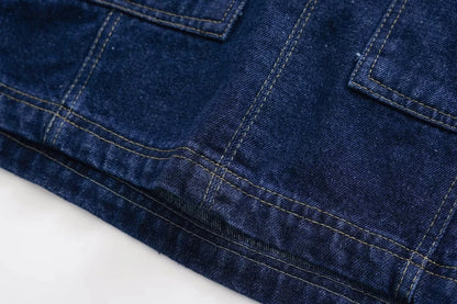 Denim Pocket Detail Crop Top & Skirt Set