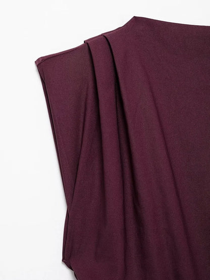 Asymmetric Ruched High-Neck Top