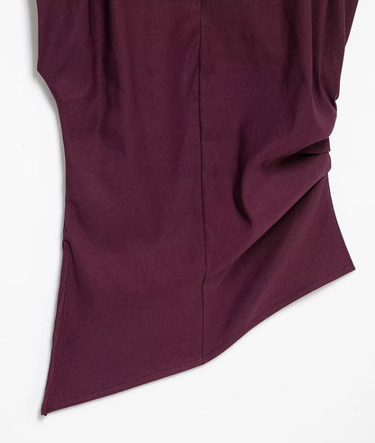 Asymmetric Ruched High-Neck Top