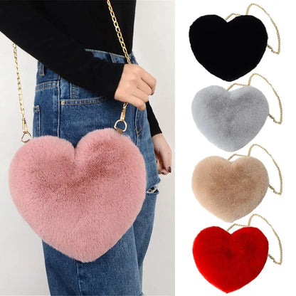 Bella Fluffy Heart Shoulder Bag