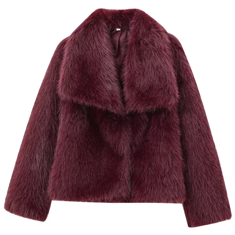 Burgundy Faux Fur Bomber