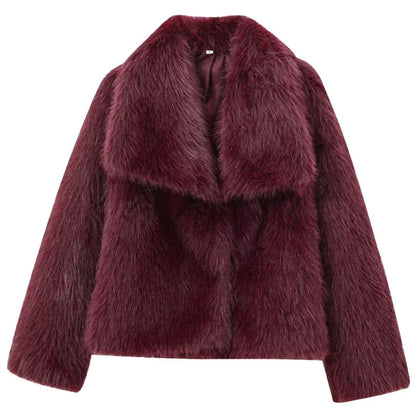 Burgundy Faux Fur Bomber