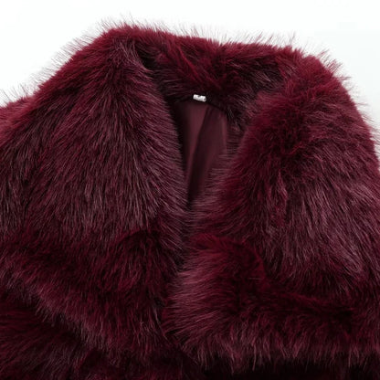 Burgundy Faux Fur Bomber