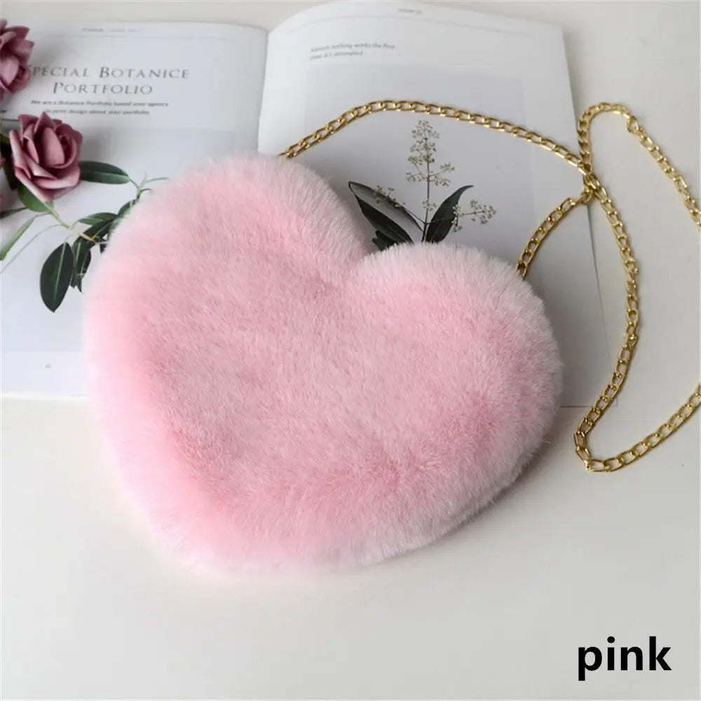 Bella Fluffy Heart Shoulder Bag
