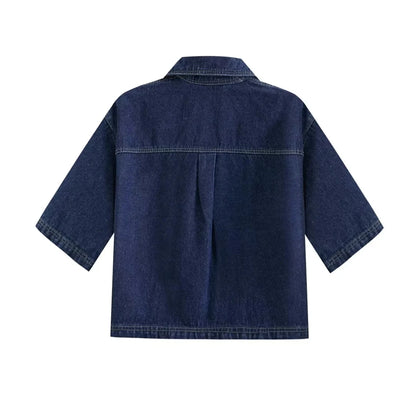 Denim Pocket Detail Crop Top & Skirt Set