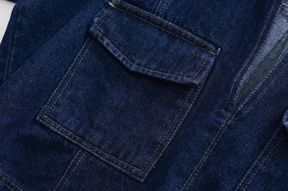Denim Pocket Detail Crop Top & Skirt Set