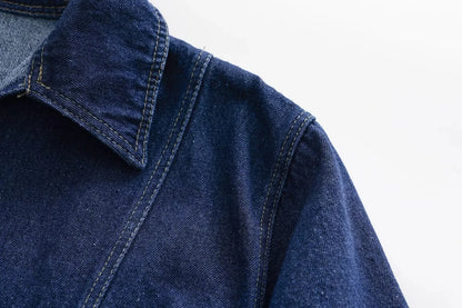 Denim Pocket Detail Crop Top & Skirt Set