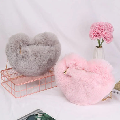 Bella Fluffy Heart Shoulder Bag