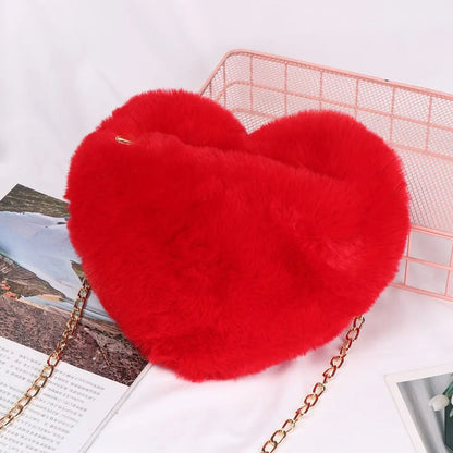 Bella Fluffy Heart Shoulder Bag
