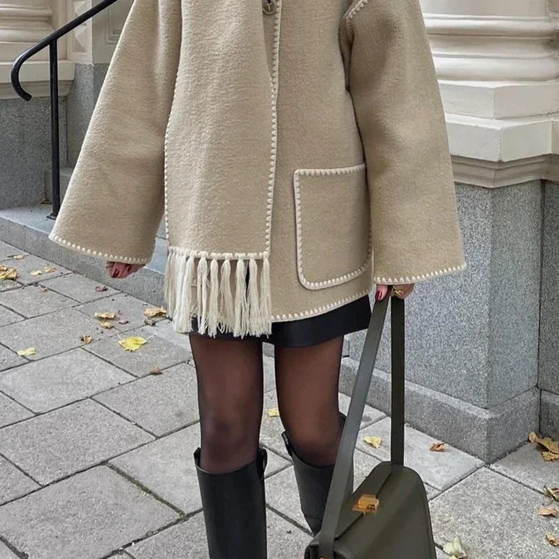 Loose Coat With Scarf