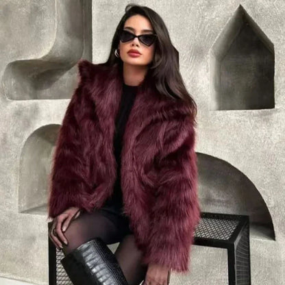 Burgundy Faux Fur Bomber