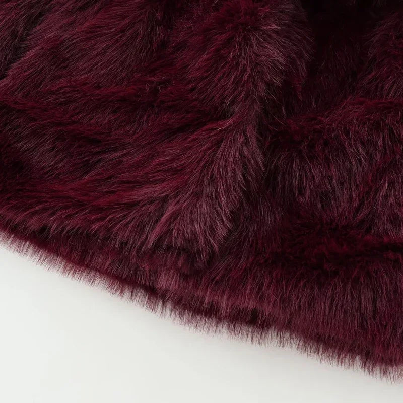 Burgundy Faux Fur Bomber