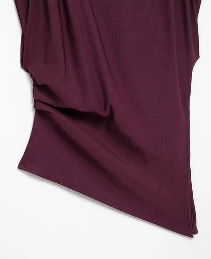 Asymmetric Ruched High-Neck Top