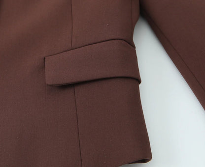 Brown Vintage Cropped Blazer Set